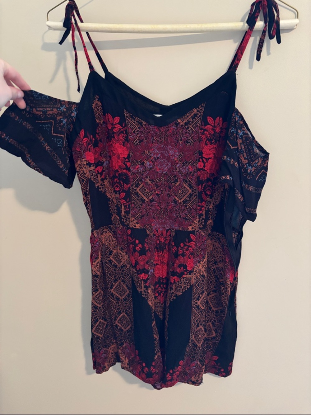 Kendall and Kylie Bohemian Red and Black Romper